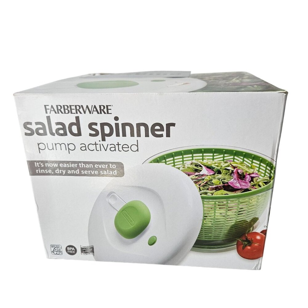 Farberware Professional Easy to Use Pump Plastic Salad Spinner 6.6 qt New